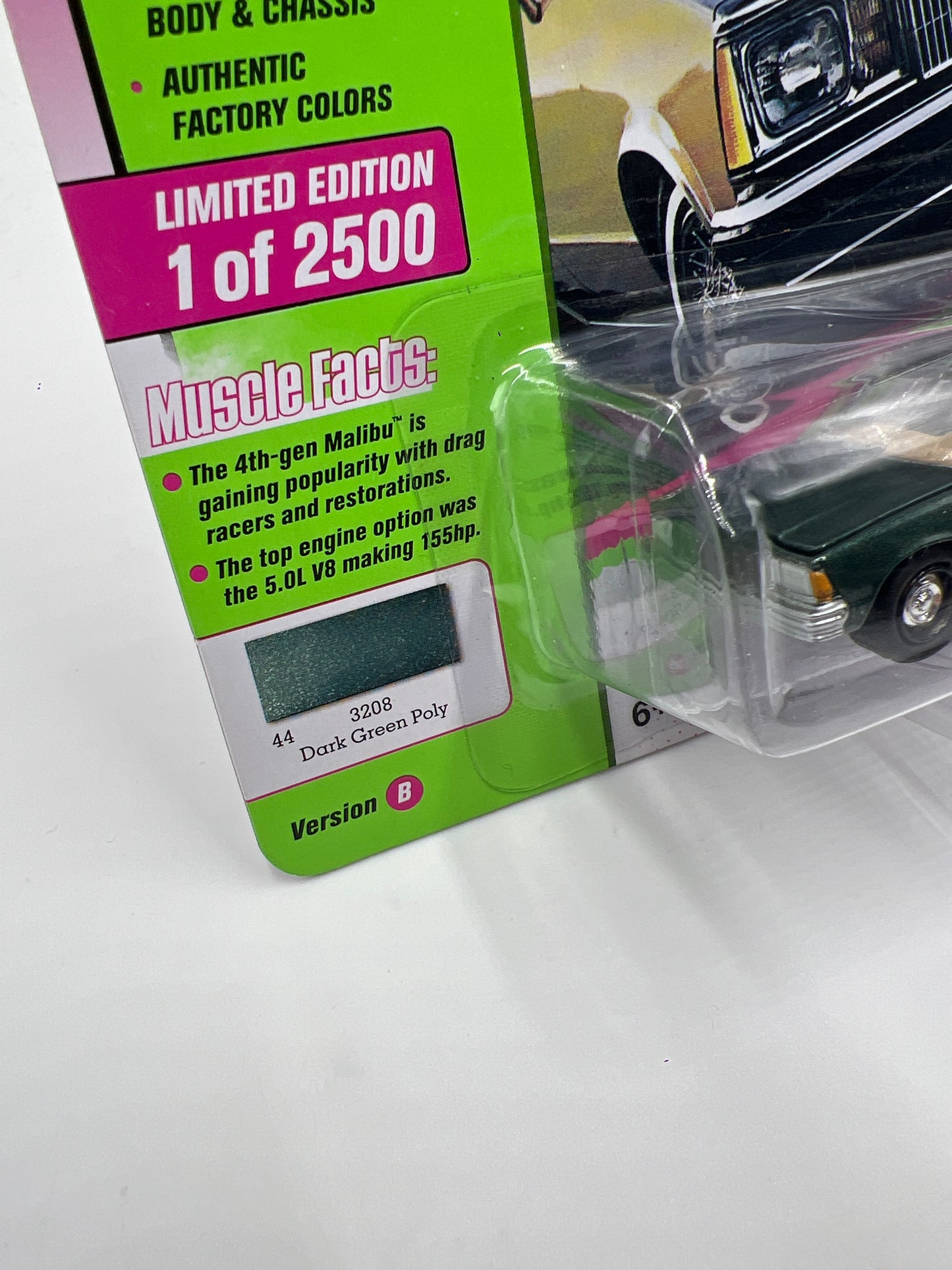 Johnny Lightning 80s Muscle Release 3 Version B 1/2500 1980 Chevy Malibu Green #1