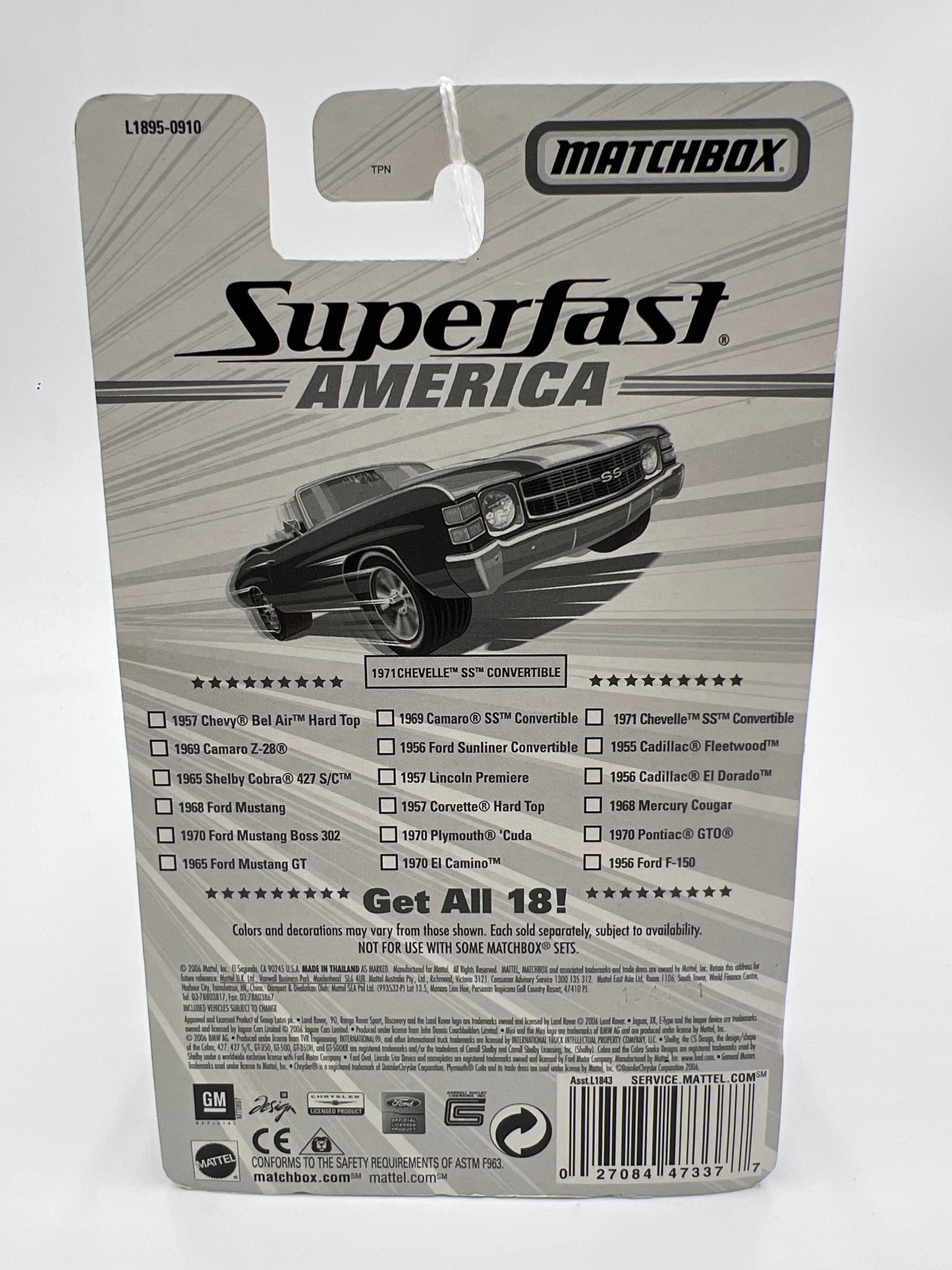 Matchbox Superfast America #13 1971 Chevelle SS Convertible Black 173C