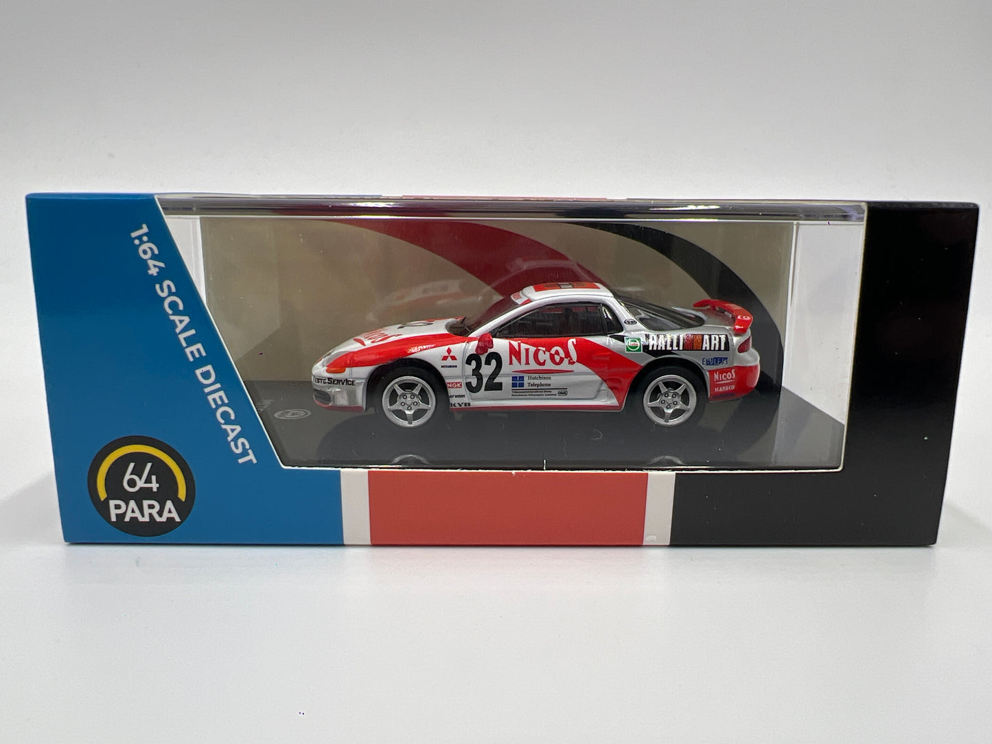 Para64 1:64 Scale Diecast Mitsubishi Motors Mitsubishi 3000GT GTO White/Red Nicos