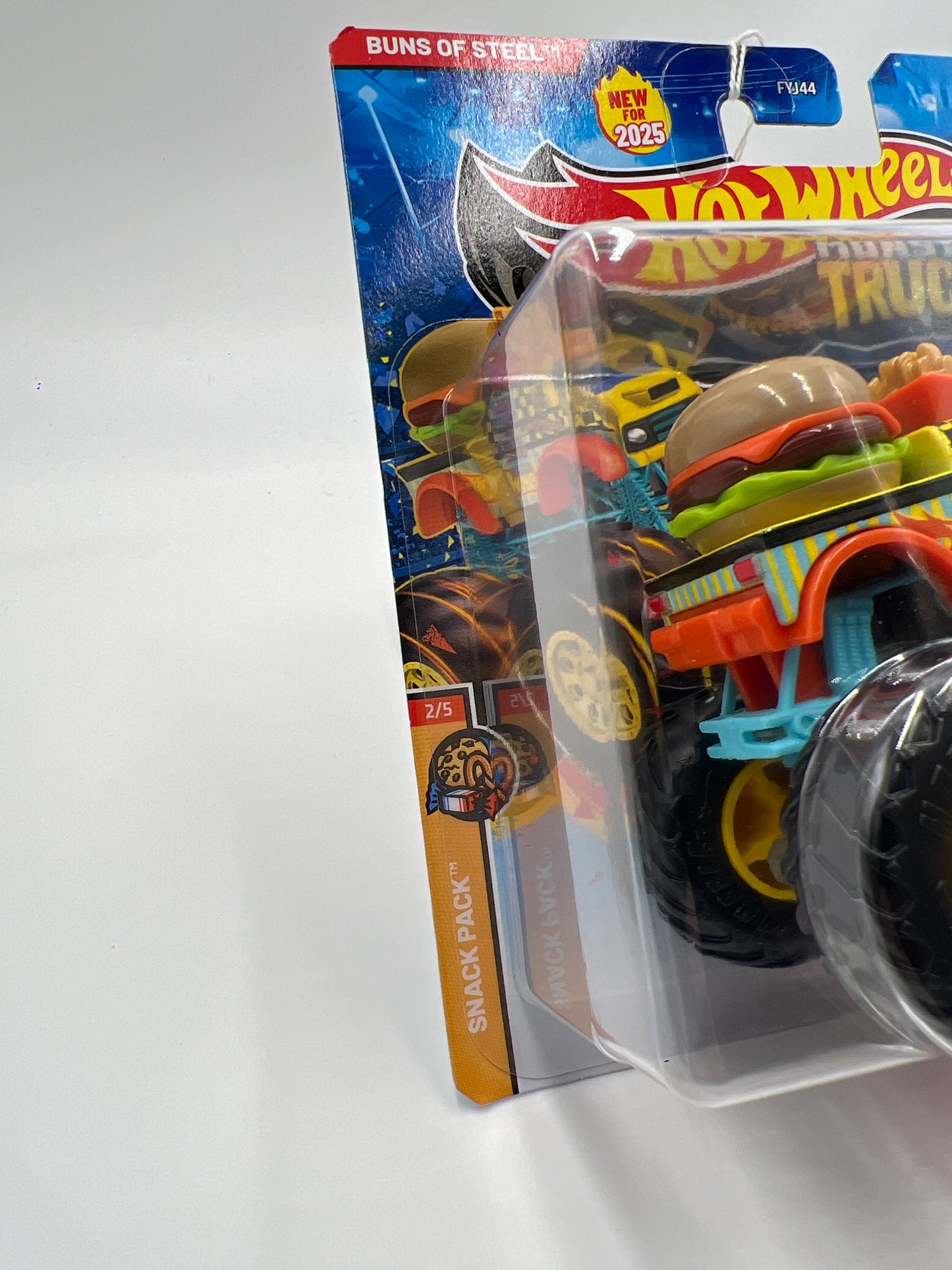 2025 Hot Wheels Monster Trucks Snack Pack #2 Buns Of Steel Yellow 129G