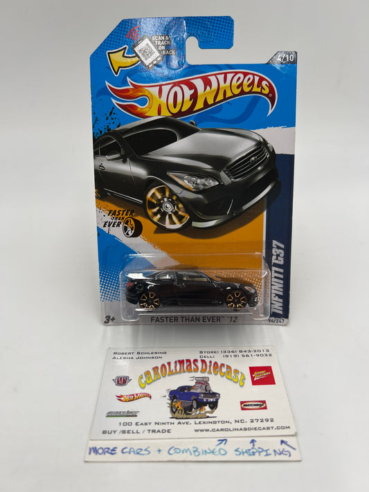 2012 Hot Wheels Faster Than Ever #94 Infiniti G37 Black FTE2 W/Protector