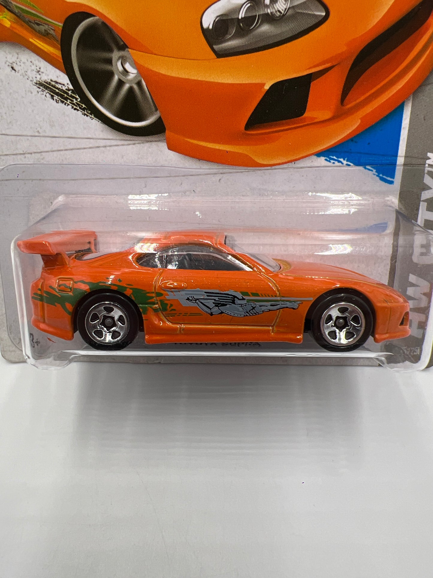 2013 Hot Wheels City #5 Fast & Furious Toyota Supra Orange W/Protector