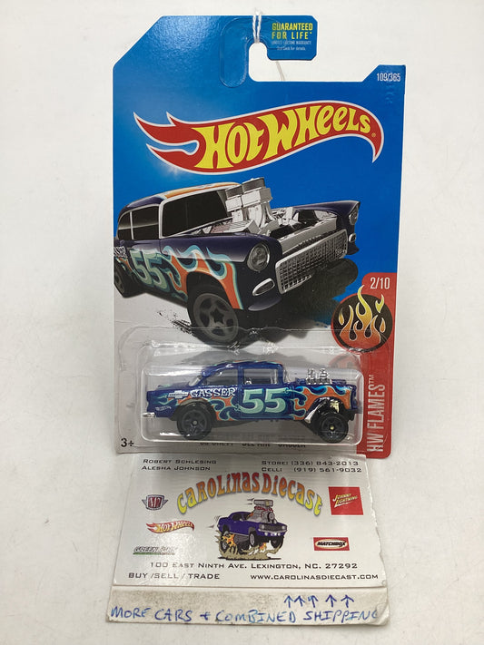 2017 Hot wheels #109 1955 Chevy Bel Air Gasser Blue 9D