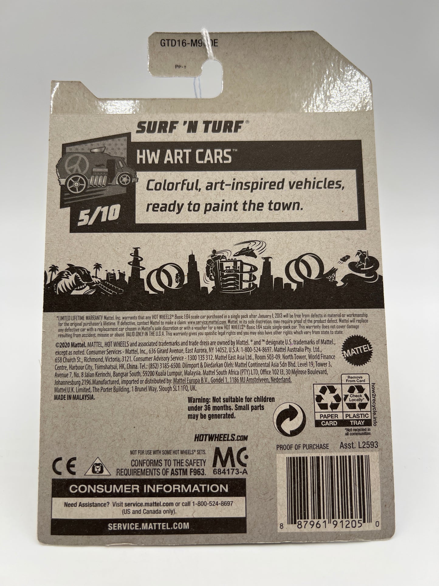 2021 Hot Wheels Walmart Exclusive Zamac 3 #66 Surf N Turf Tooned 148G