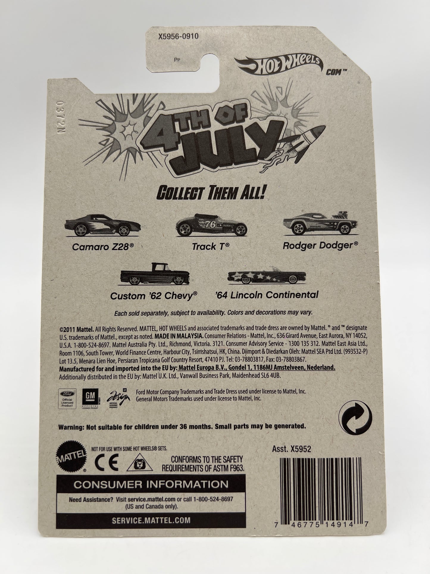 2012 Hot Wheels Kroger Exclusive 4th Of July #4 Custom 62 Chevy W/Peotector