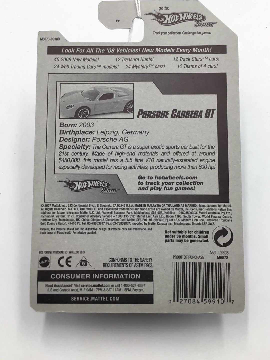 2008 Hot wheels #115 Porsche Carrera GT PP1