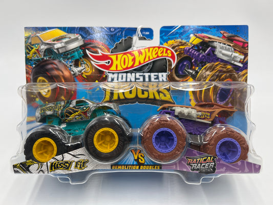 Hot Wheels Monster Trucks Demolition Doubles Hissy Fit Vs Ratical Racer