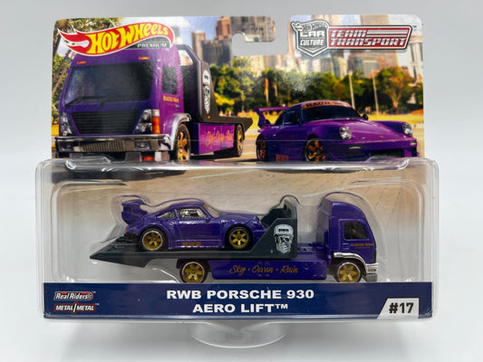 Hot Wheels Team Transport #17 RWB Porsche 930 & Aero Lift W/Protector