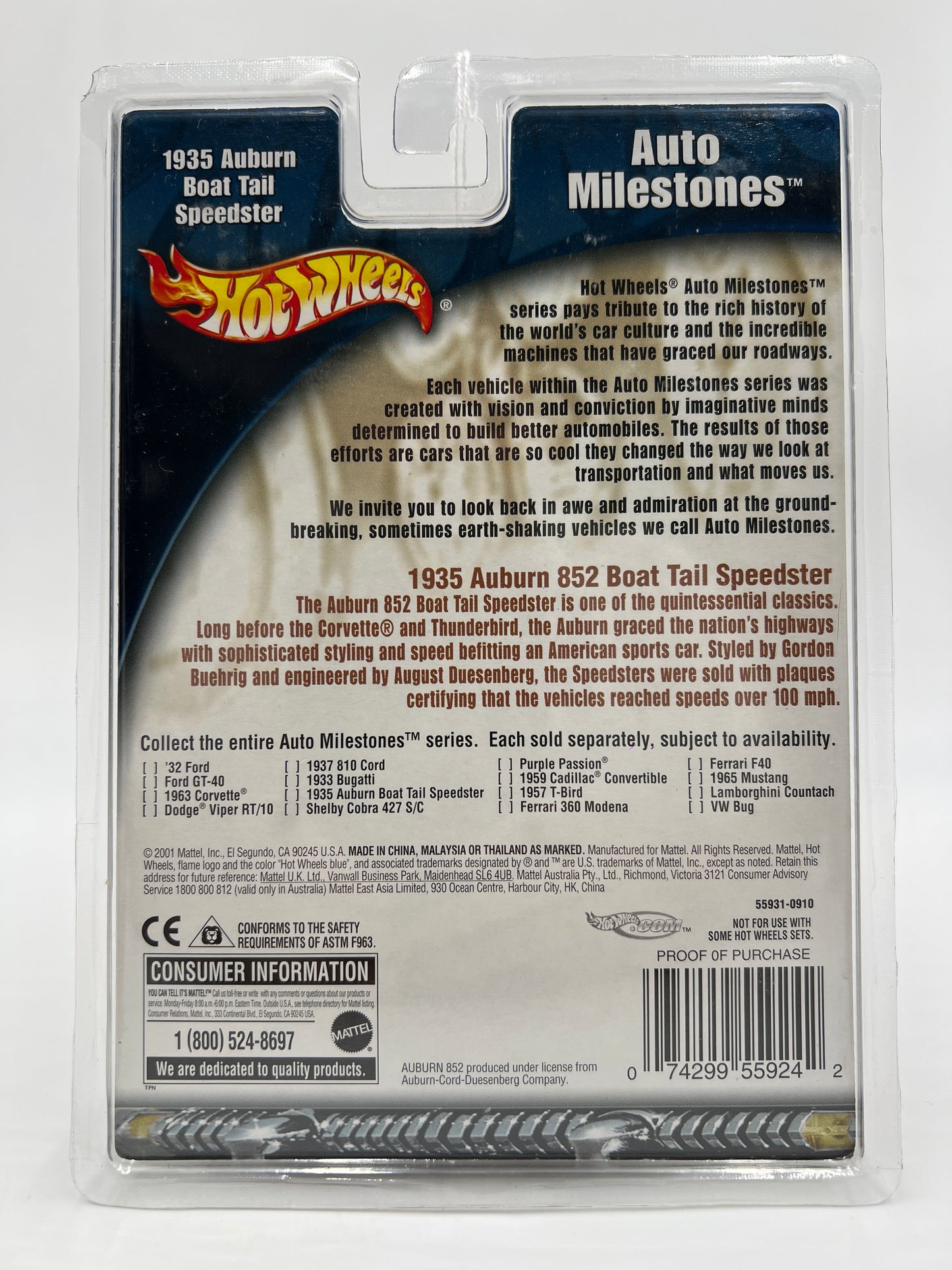 2002 Hot Wheels Auto Milestones 1935 Auburn Boat Tail Speedster Red SR