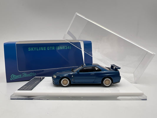 Stance Hunters 1/64 #90/499 Nissan Skyline GT-R BNR34 V-Spec II Full Carbon Blue