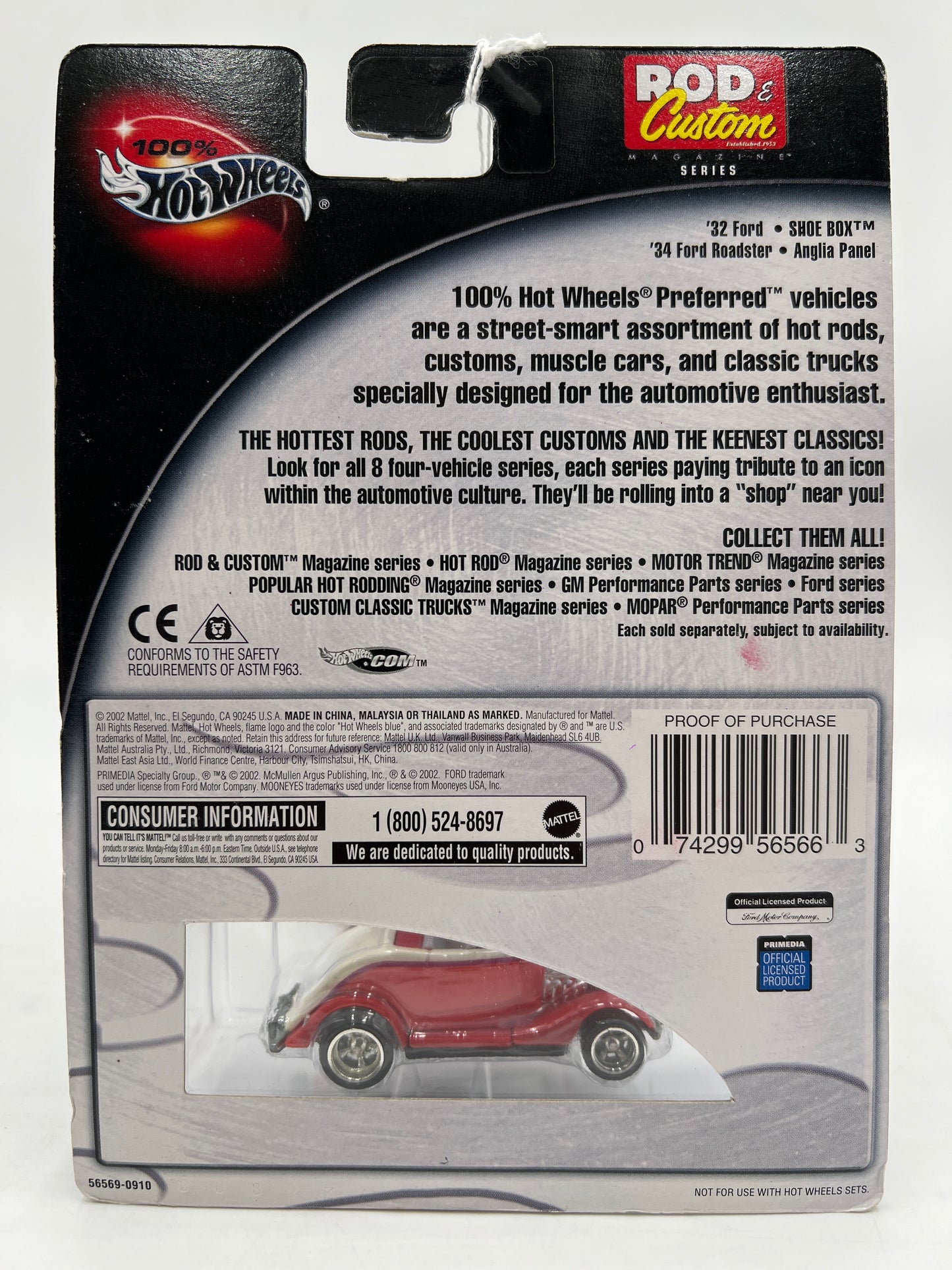 Hot Wheels Premium 100% Rod & Custom #3 34 Ford Red/White SR