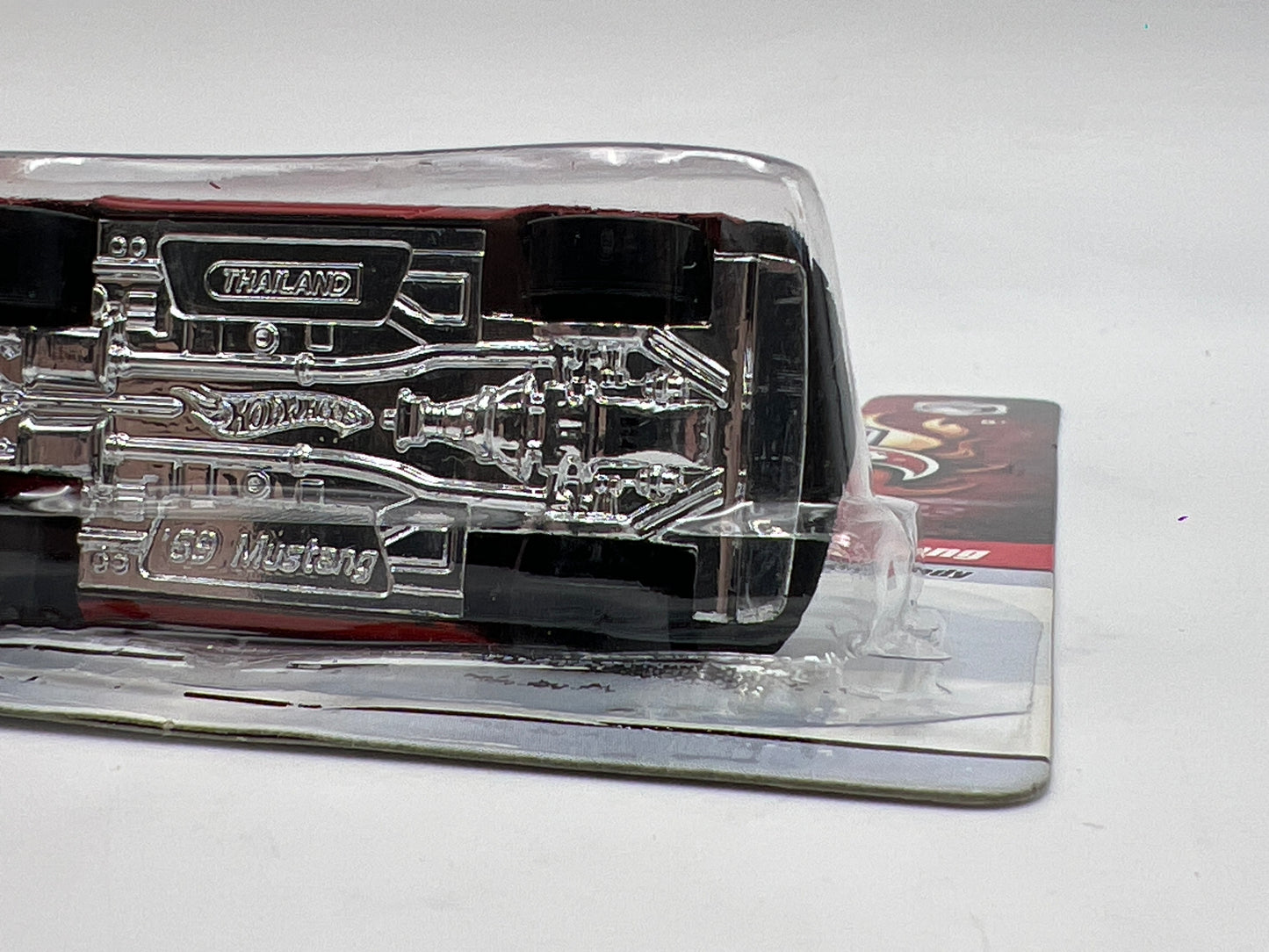 Hot Wheels Fire Rods #9 69 Mustang Red/Black W/Protector Bad/Cracked Blister