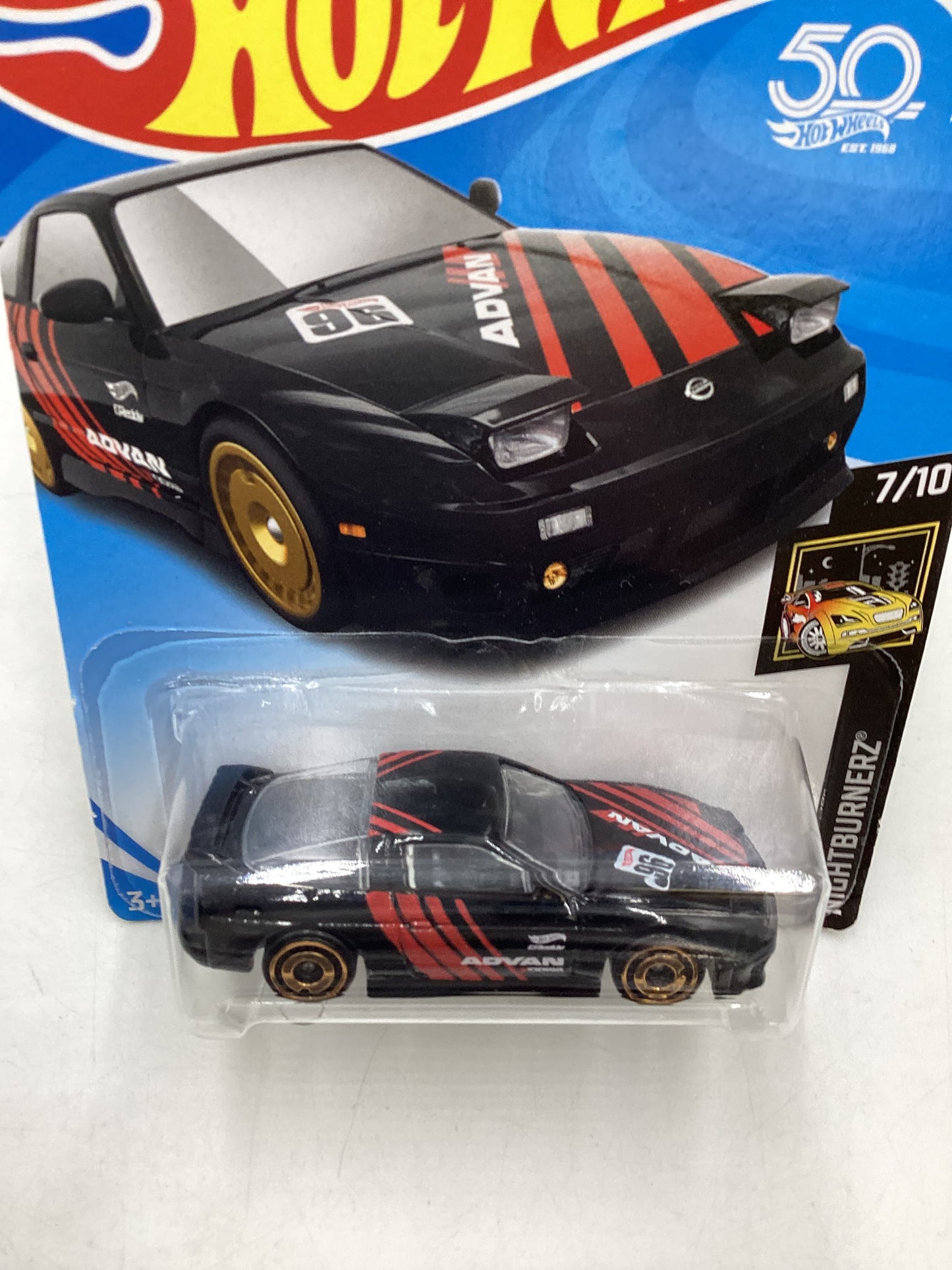 2018 Hot Wheels #091 96 Nissan 180SX Type X Black (Cracked Blister) 82B