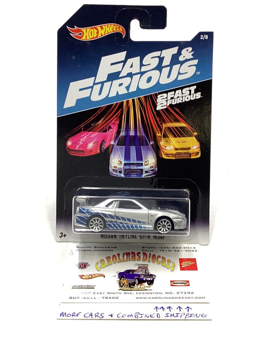 Hot wheels 2 Fast 2 Furious 2/8 Nissan skyline GT-R (R34) with protector