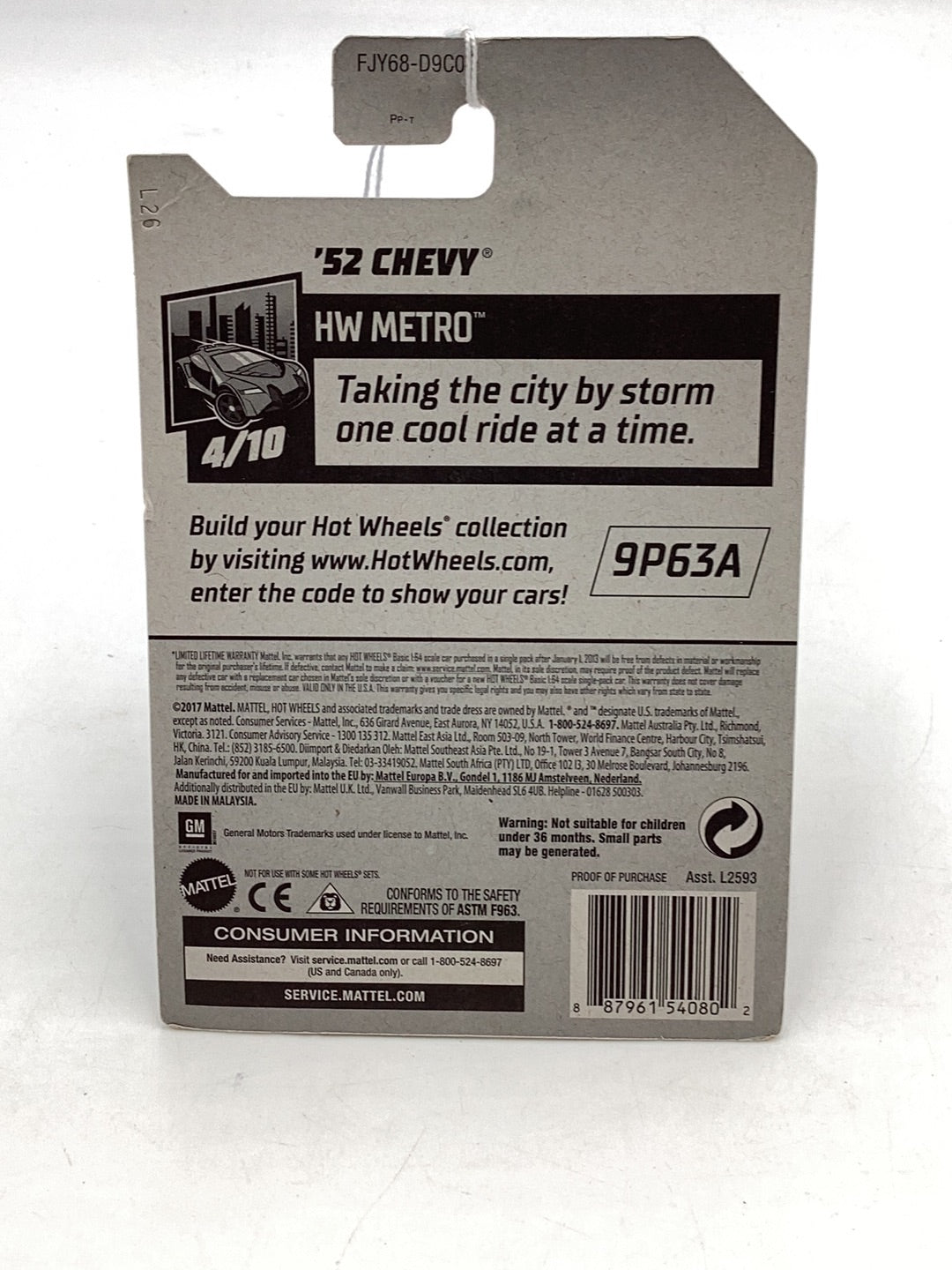 2018 Hot Wheels #327 52 Chevy US Card 7F