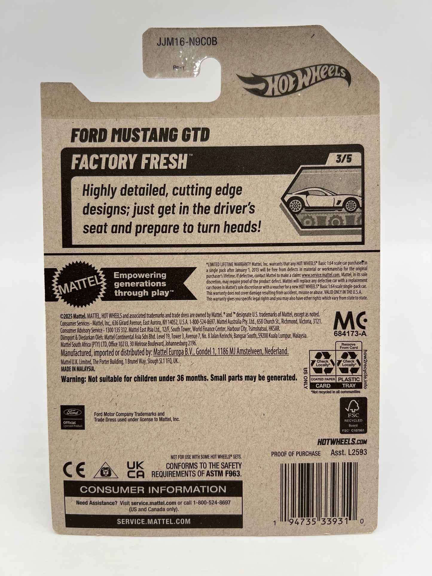 2026 Hot Wheels B Case Super Treasure Hunt #43 Ford Mustang GTD Blue W/Protector