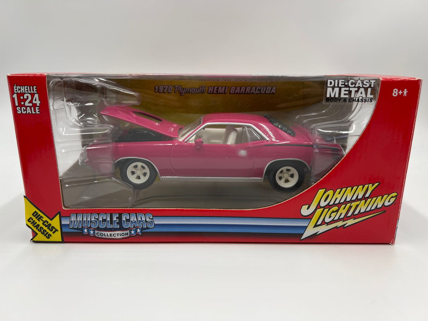 Johnny Lightning 1:24 Scale White Lightning Chase Muscle Cars 1970 Plymouth Hemi Barracuda Pink VHTF