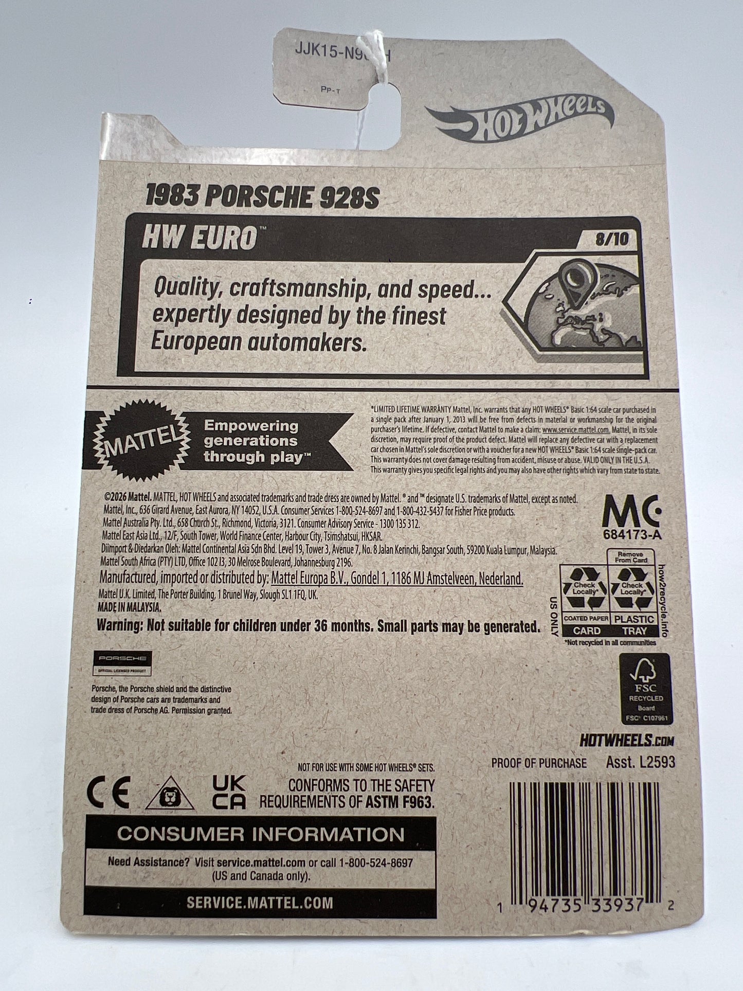 2026 Hot Wheels H Case #171 1983 Porsche 928S Black 99G