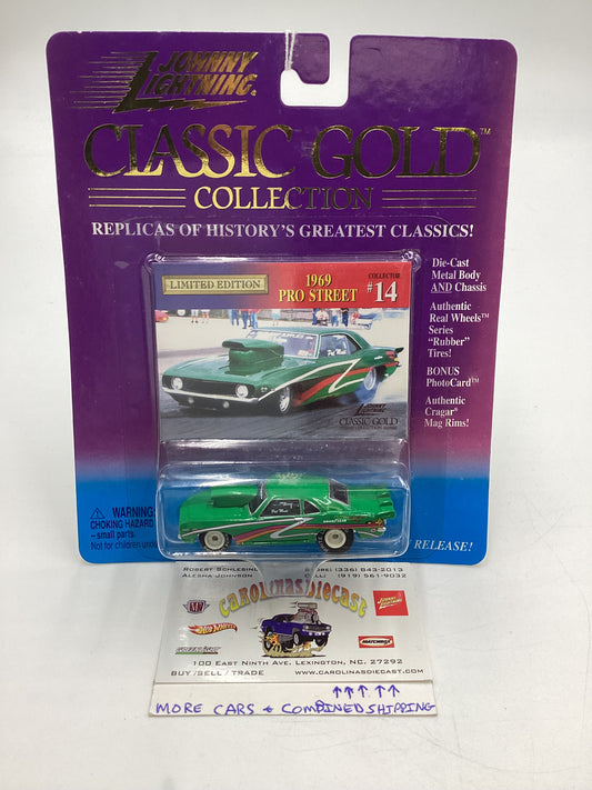 Johnny Lightning Classic Gold Collection #14 1969 Pro Street Camaro Green White Lightning Chase VHTF