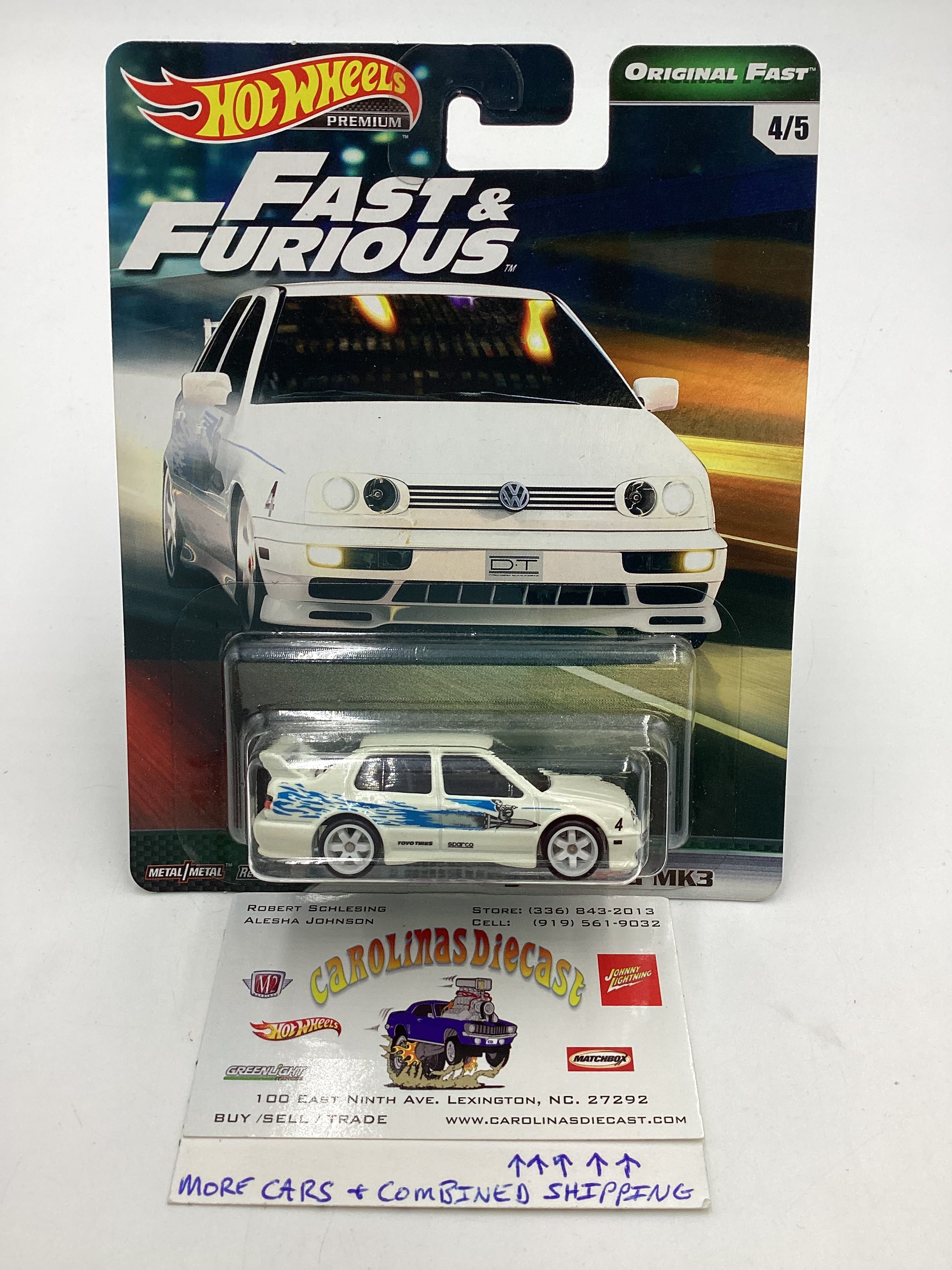 HOT WHEELS PREMIUM FAST sold & FURIOUS 4/5 VOLKSWAGEN JETTA MK3 WHITE 2017