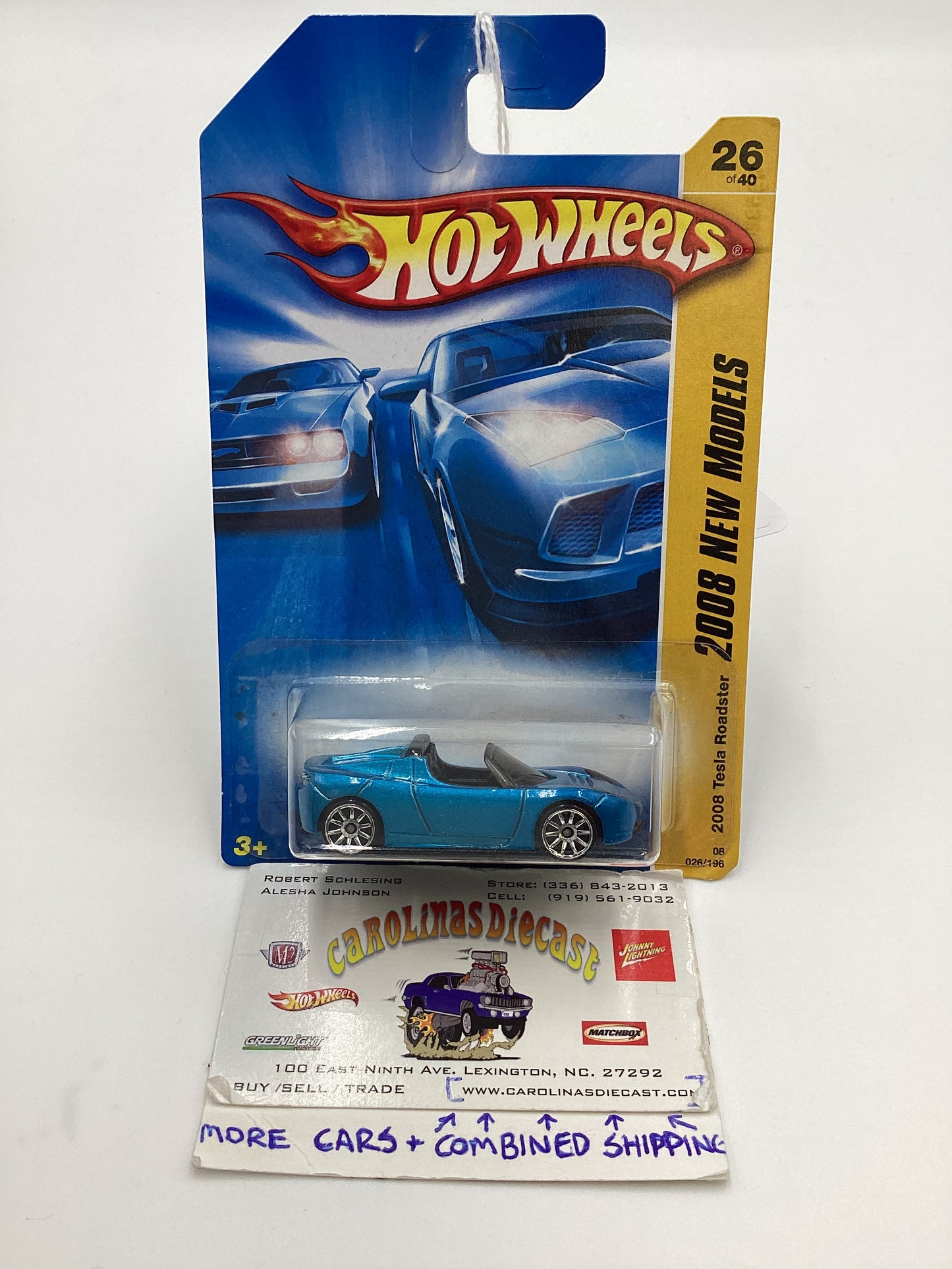 2008 Hot Wheels #026 2008 Tesla Roadster Blue 48D