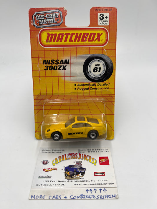 1990 Matchbox Motors MB #61 300ZX Yellow W/Protector Bad Card SR