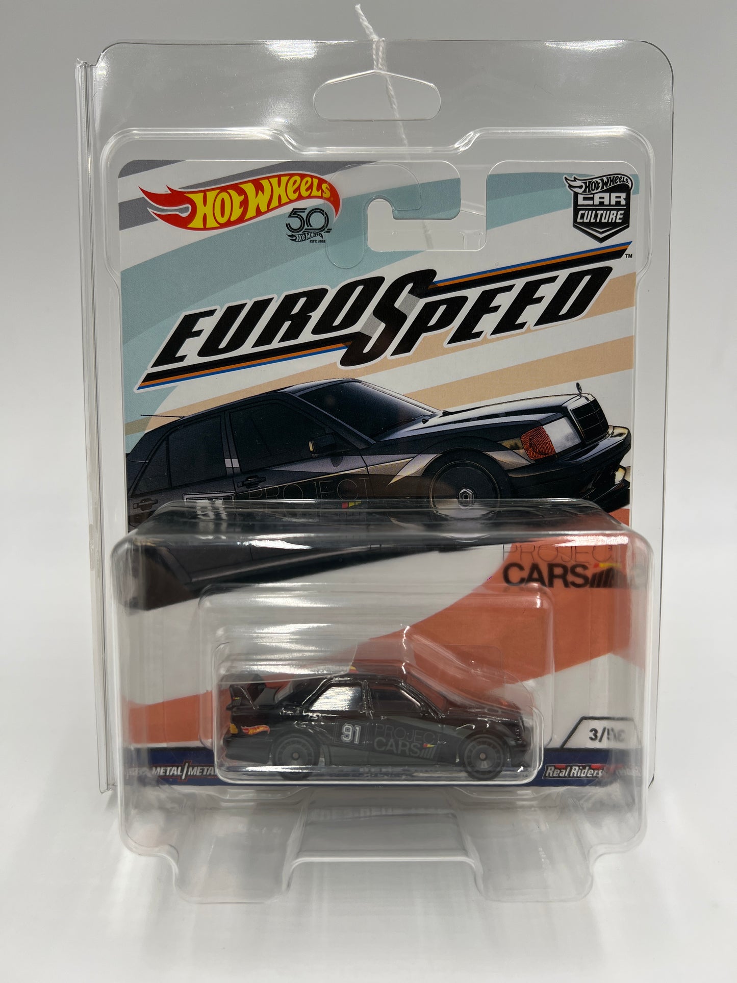 Hot Wheels Premium Euro Speed Project Cars #3 Mercedes-Benz 190E 2.5-16 Black W/Protector
