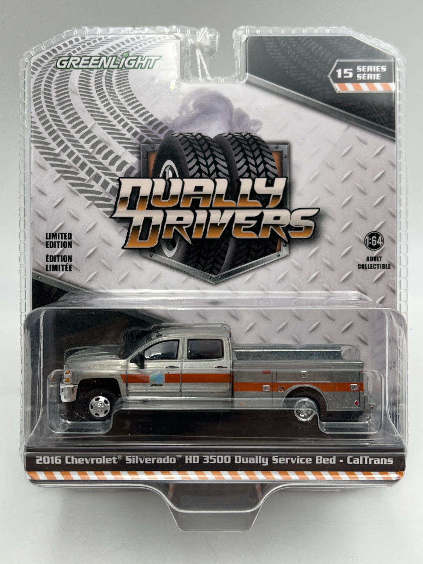 Greenlight Dually Drivers Series 15 RAW CHASE 2016 Chevrolet Silverado HD 3500 CalTrans