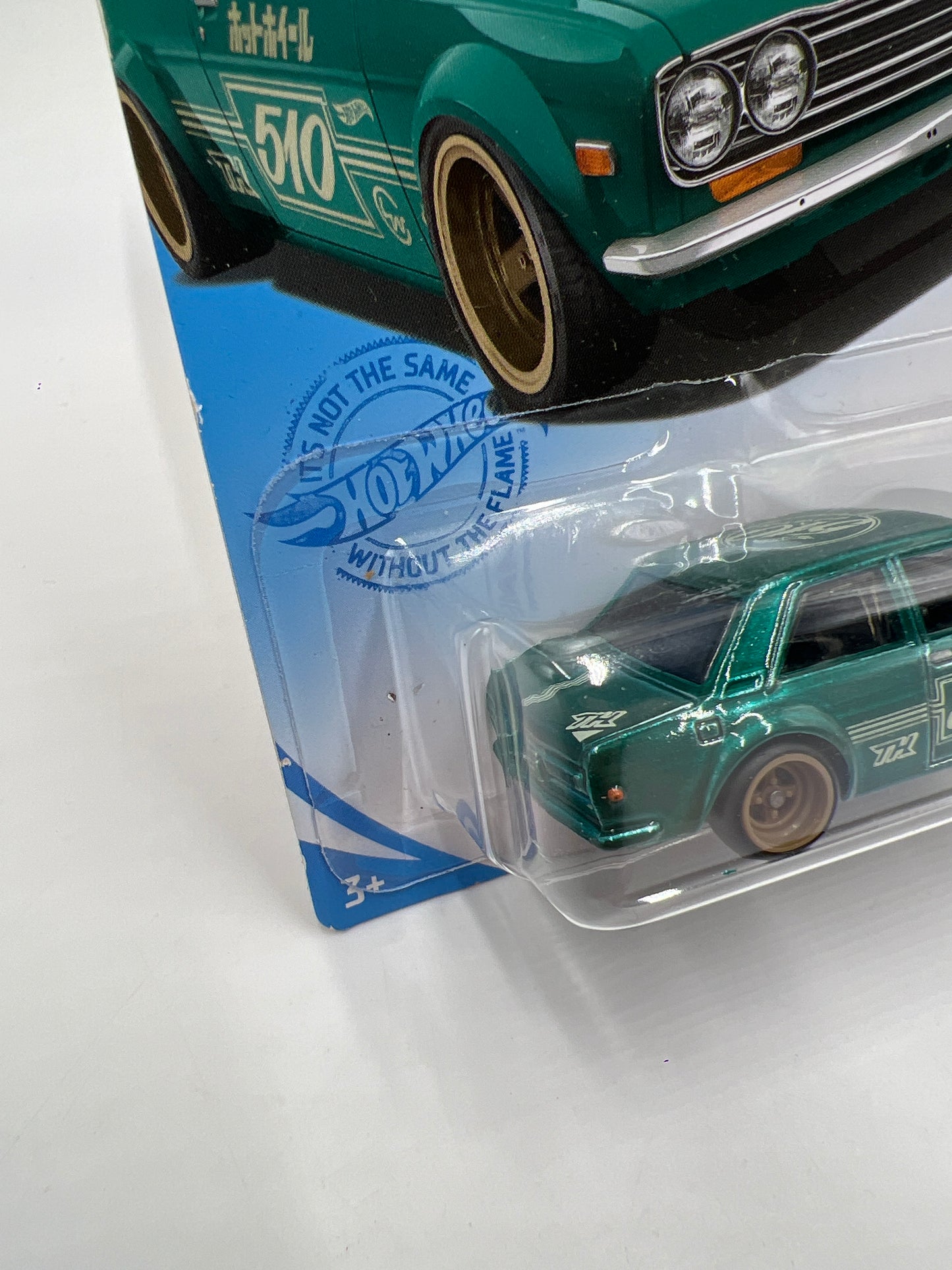 2021 Hot Wheels Super Treasure Hunt #162 71 Datsun 510 Green W/Protector Card Not Perfect