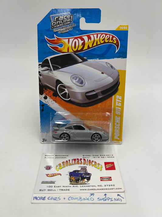 2010 Hot Wheels New Models #14 Porsche 911 GT2 Silver W/Protector SR
