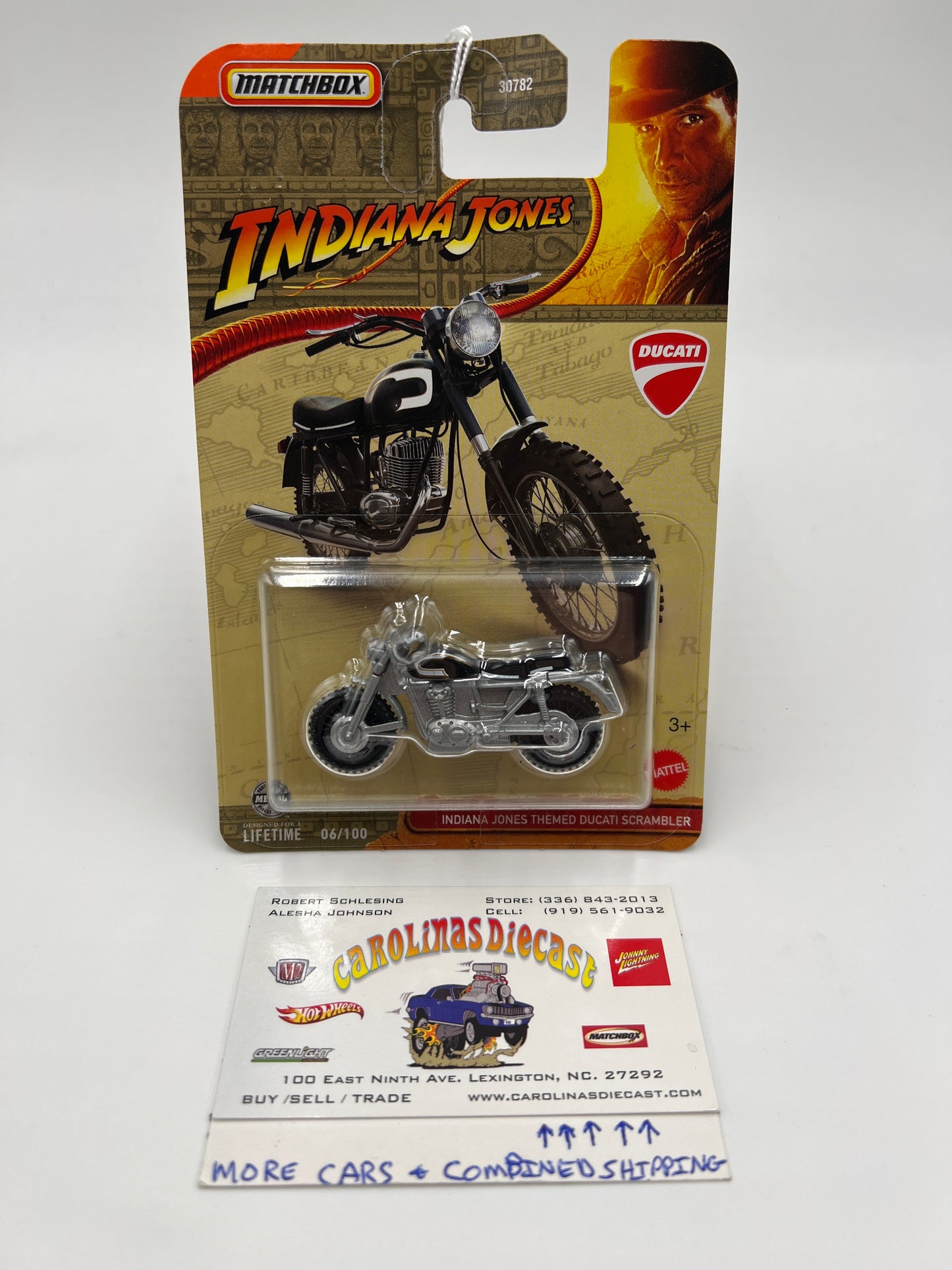 2024 Matchbox #6 Indiana Jones Themed Ducati Scrambler Silver 211H