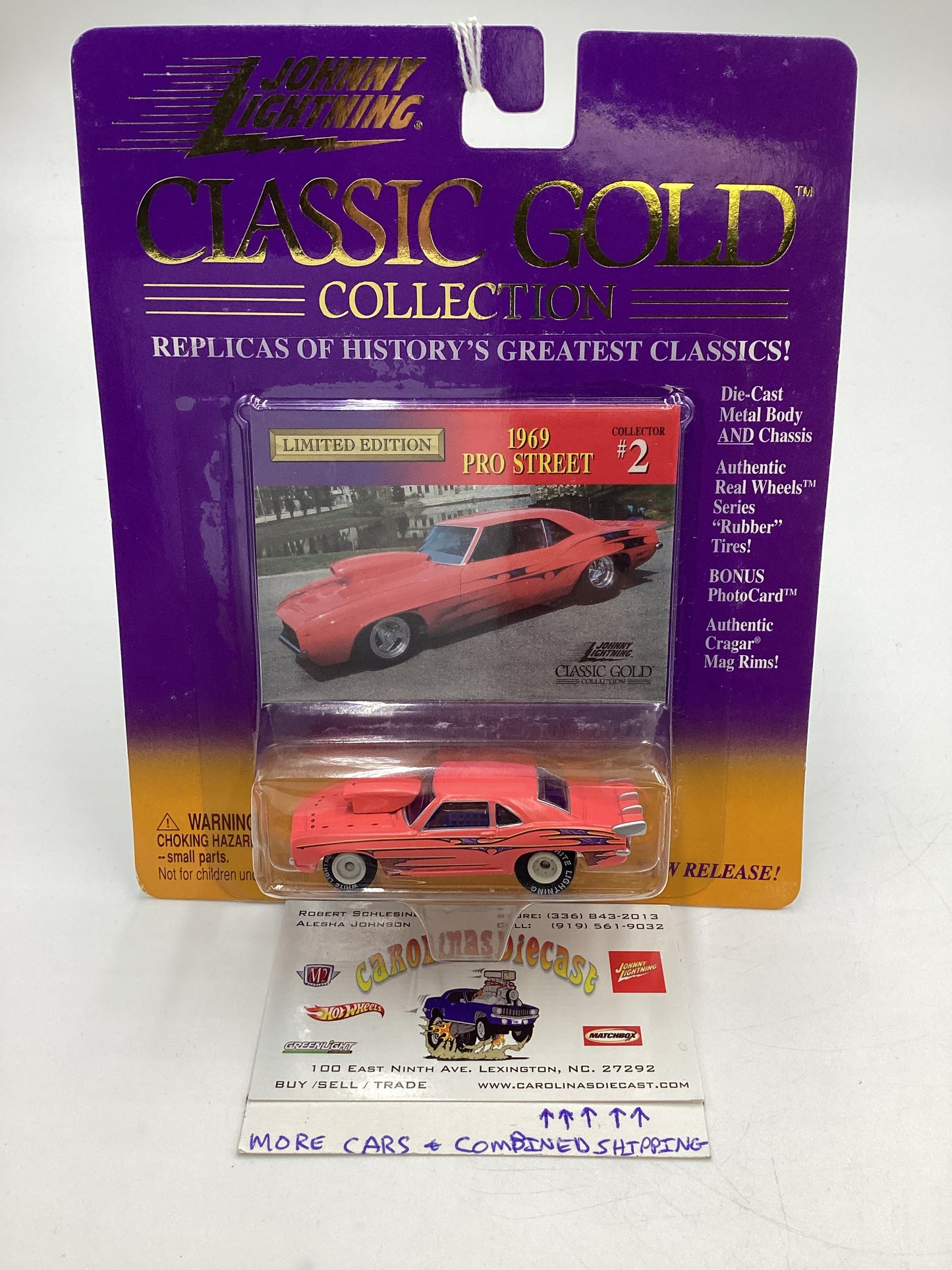 Johnny Lightning Classic Gold Collection #2 1969 Pro Street Camaro Pink White Lightning Chase VHTF