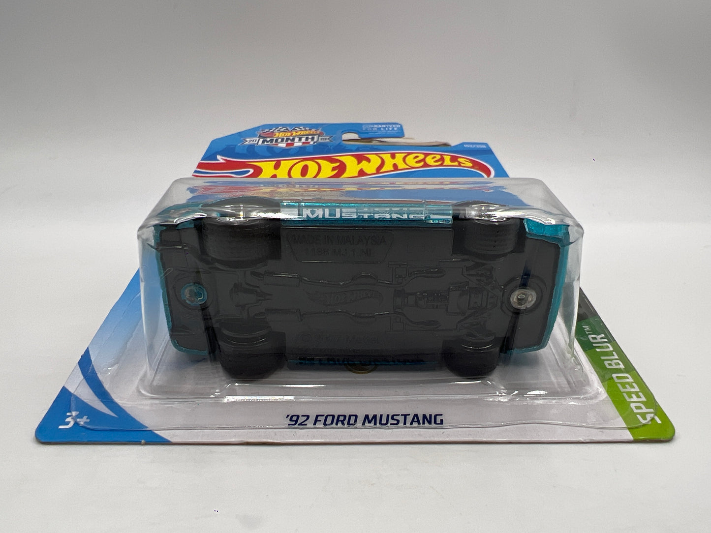 2019 Hot Wheels Super Treasure Hunt #152 Month Card 92 Ford Mustang Foxbody Blue W/Protector