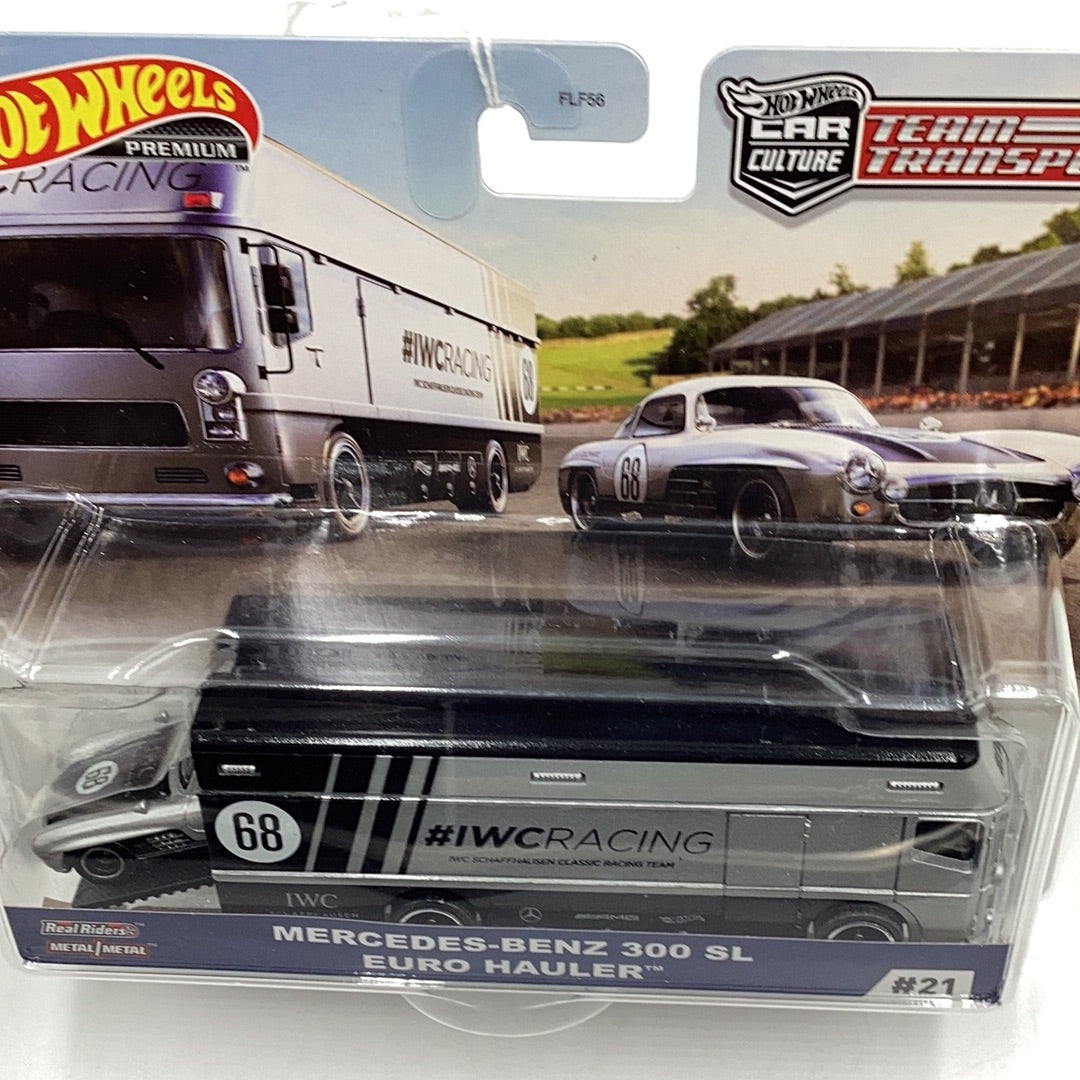 Hot wheels car culture team transport #21 Mercedes Benz 300 SL euro hauler 278F