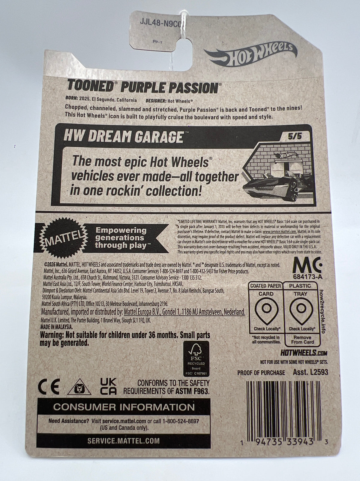 2026 Hot Wheels P Case #148 Tooned Purple Passion Green