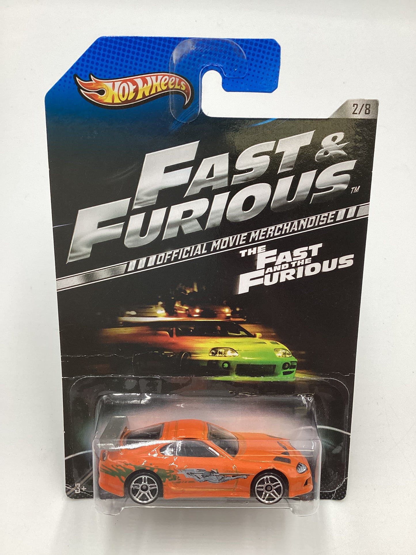 2014 Hot Wheels Fast & Furious #2 Toyota Supra Orange with Silver Wing and protector