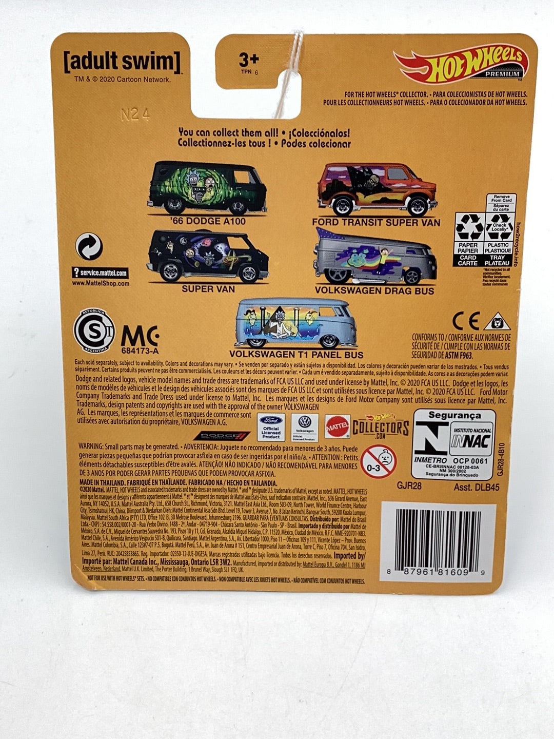 Hot wheels pop culture Rick and Morty 5/5 Volkswagen T1 Panel Bus has crease on card 269G