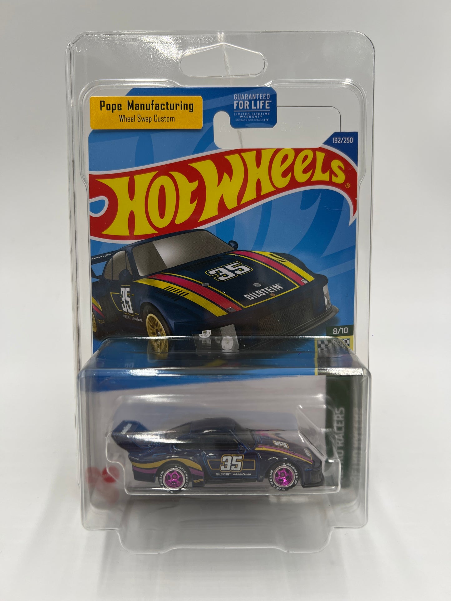Hot Wheels Porsche 935 Dark Blue Wheel Swap Custom On Card W/Protector SR