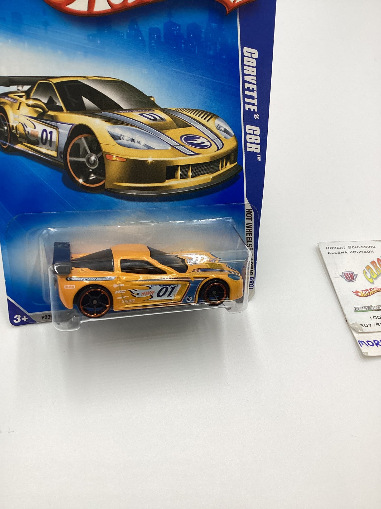 2009 Hot Wheels #071 Corvette C6R Yellow 14i