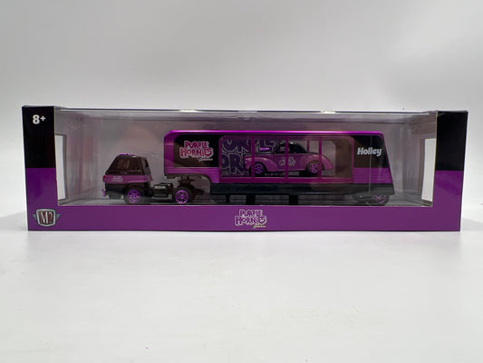 M2 Machines Auto Haulers CHASE Purple Hornies 1970 Dodge L600 COE & 1941 Willys Coupe R62