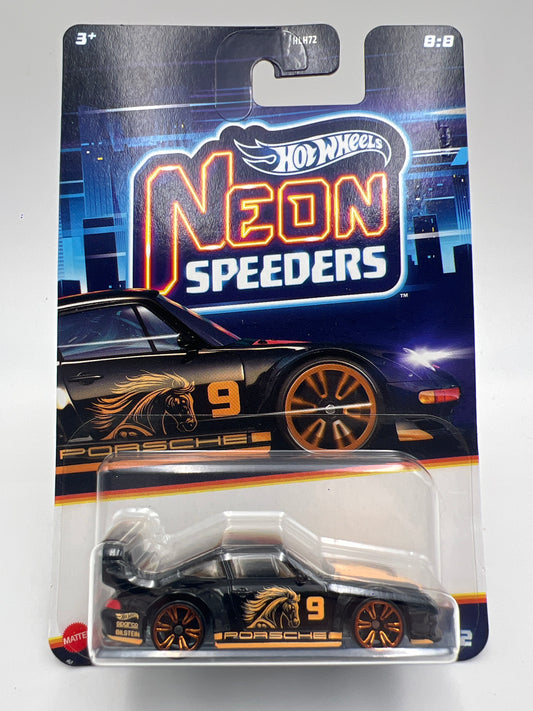 Hot Wheels Neon Speeders #8 Porsche 993 GT2 Black/Orange W/Metal Base 159B