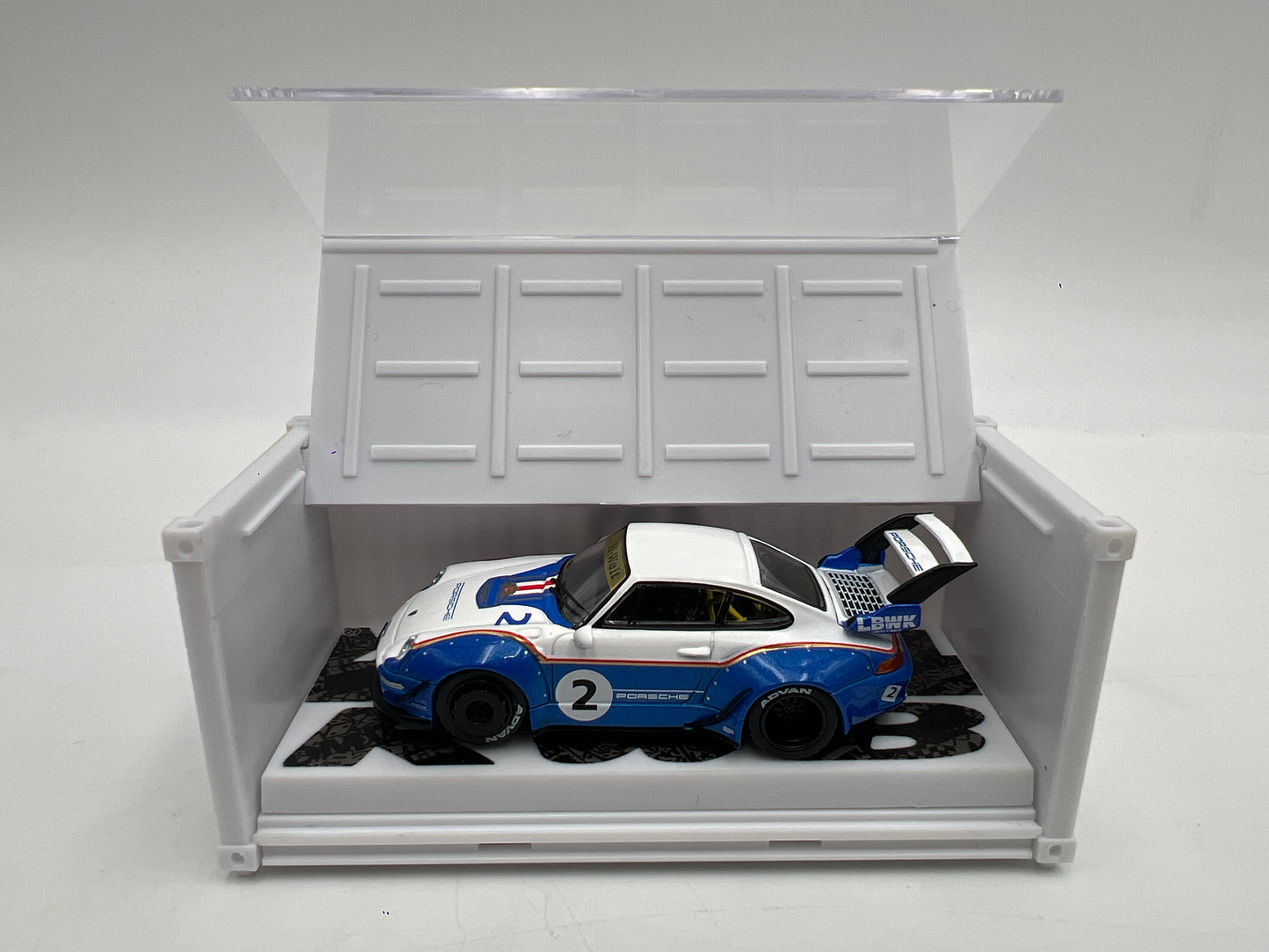 Tarmac Works x Hobby 64 Porsche RWB 993 Liberty Walk W/Container