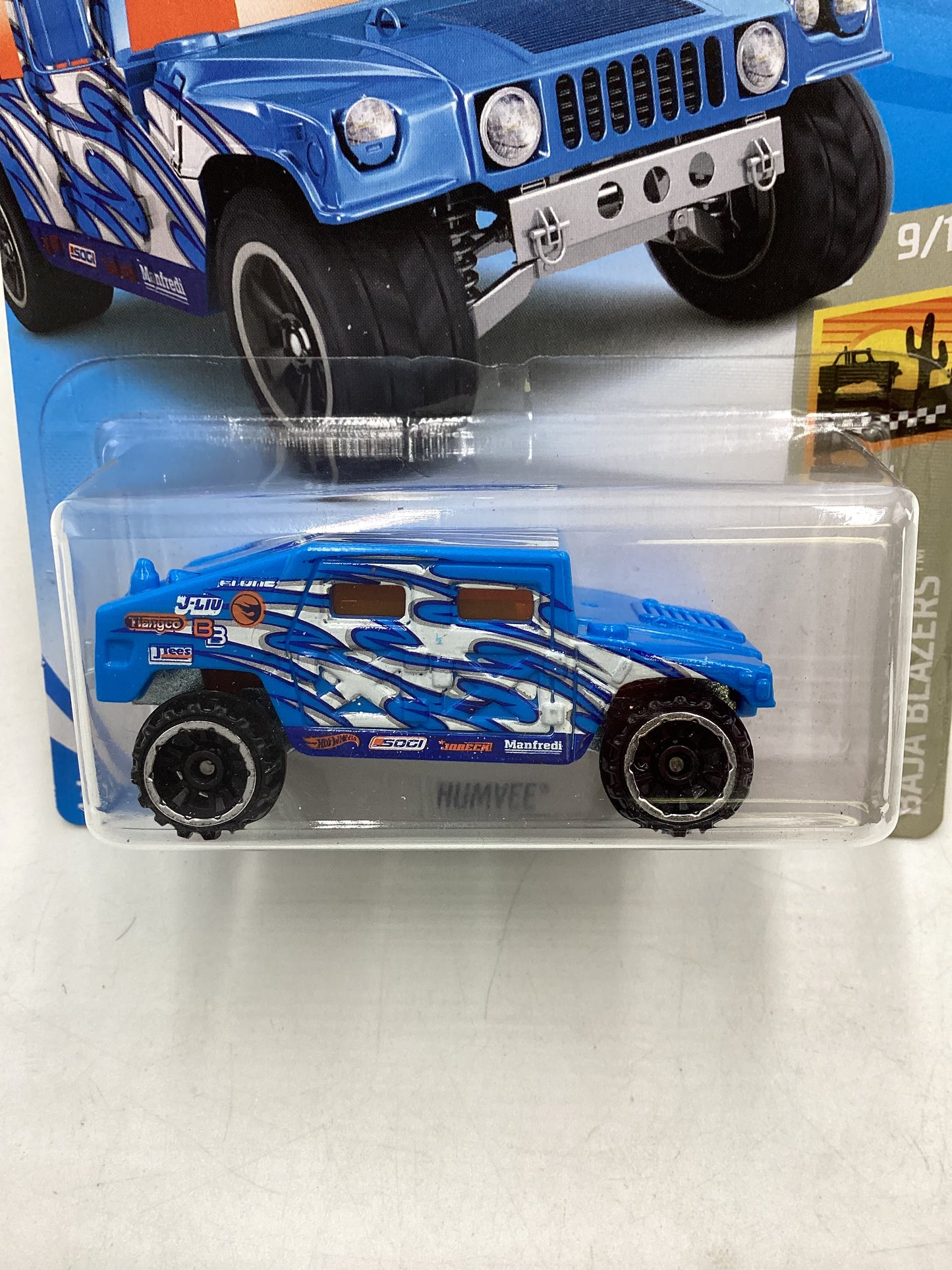 2019 HOT WHEELS  TREASURE HUNT #133 Factory Sealed Humvee Blue “Cracked Blister” 276G