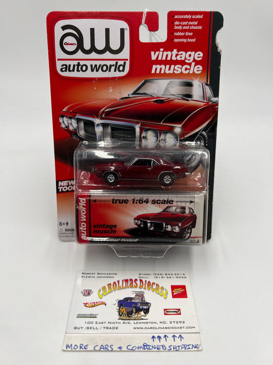 Auto World Vintage Muscle #3 1969 Pontiac Firebird Dark Red (Bad Card) 183C