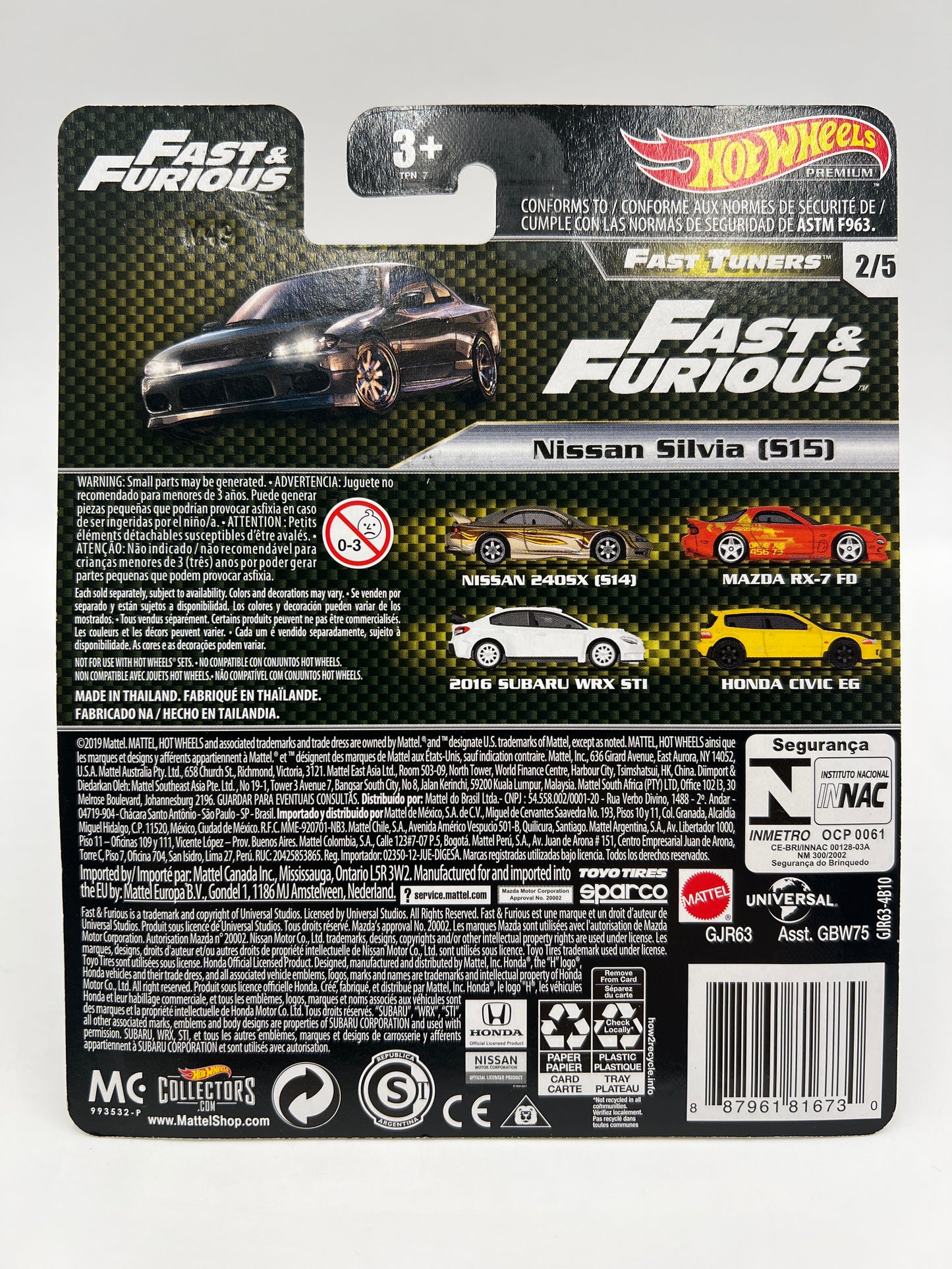 Hot Wheels Premium Fast & Furious Fast Tuners #2 Nissan Silvia S15 Gray W/Protector 2