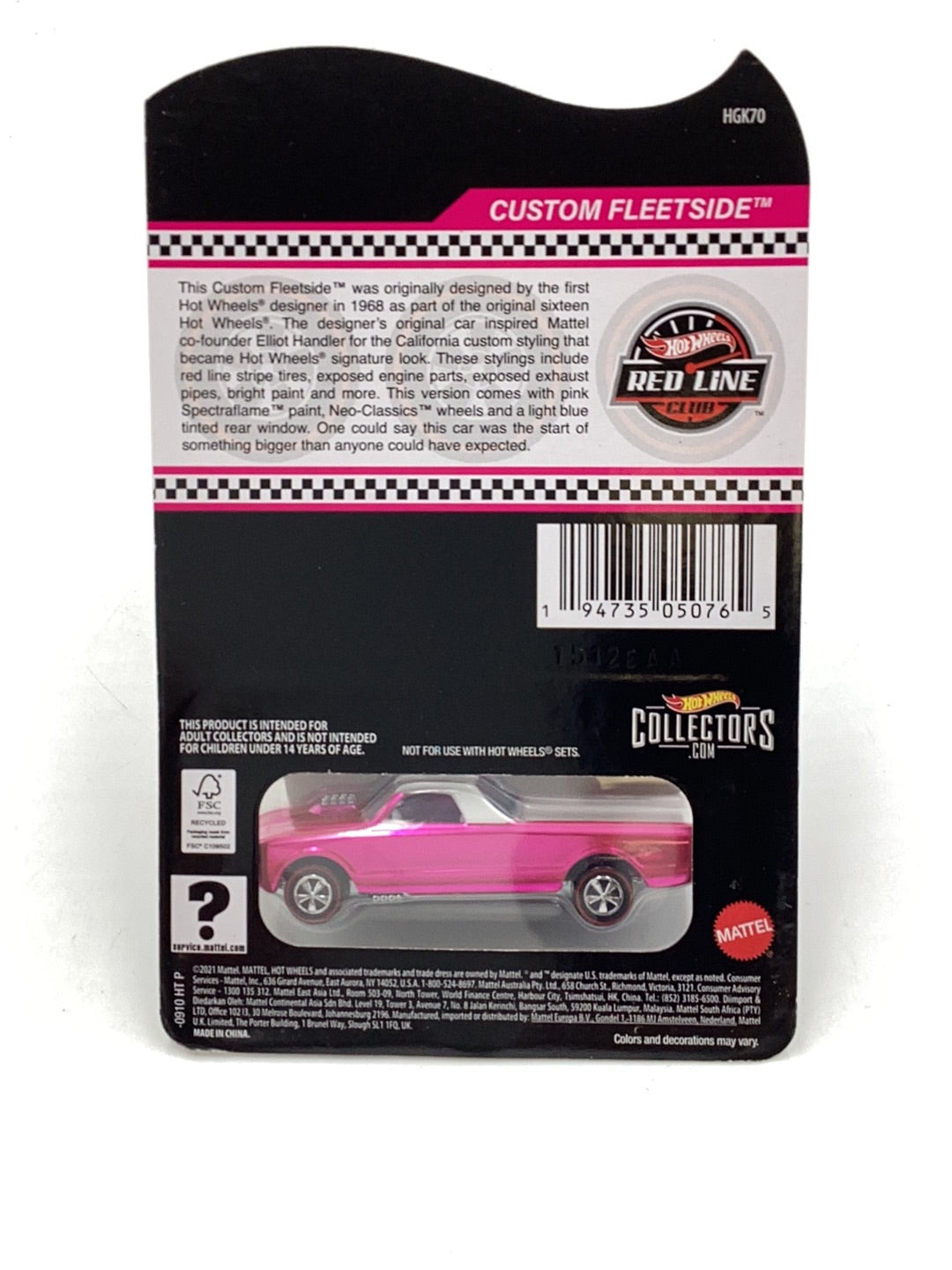 hot wheels redline club RLC custom Fleetside with protector