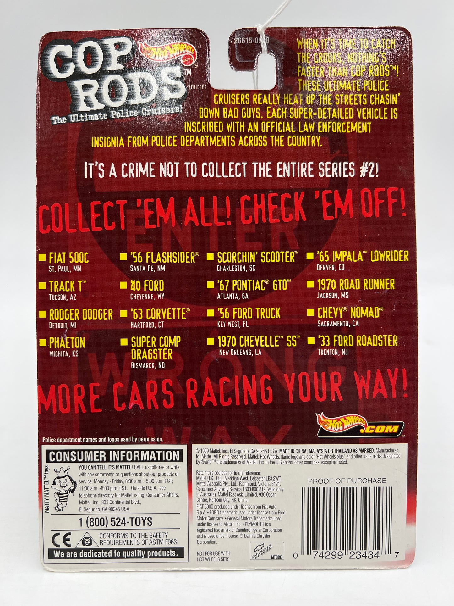 Hot Wheels Cop Rods Series 2 Key West FL 56 Ford Truck W/Real Riders