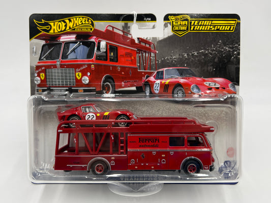 2025 Hot Wheels Car Culture Team Transport #83 Ferrari 250 GTO & Fiat 642 RN2 Bartoletti Transporter Red 281C