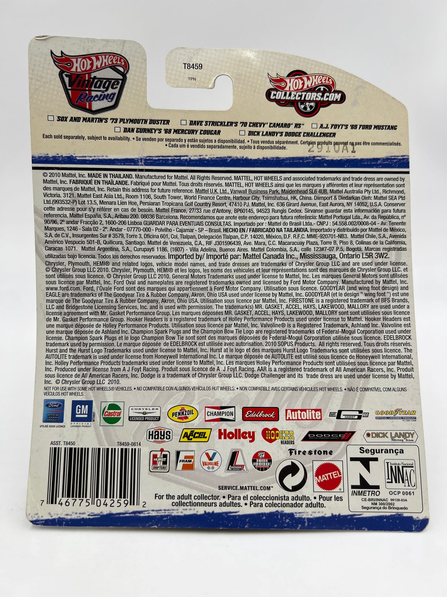 Hot Wheels Premium Vintage Racing #2 Dan Gurneys 68 Mercury Cougar Red W/Protector