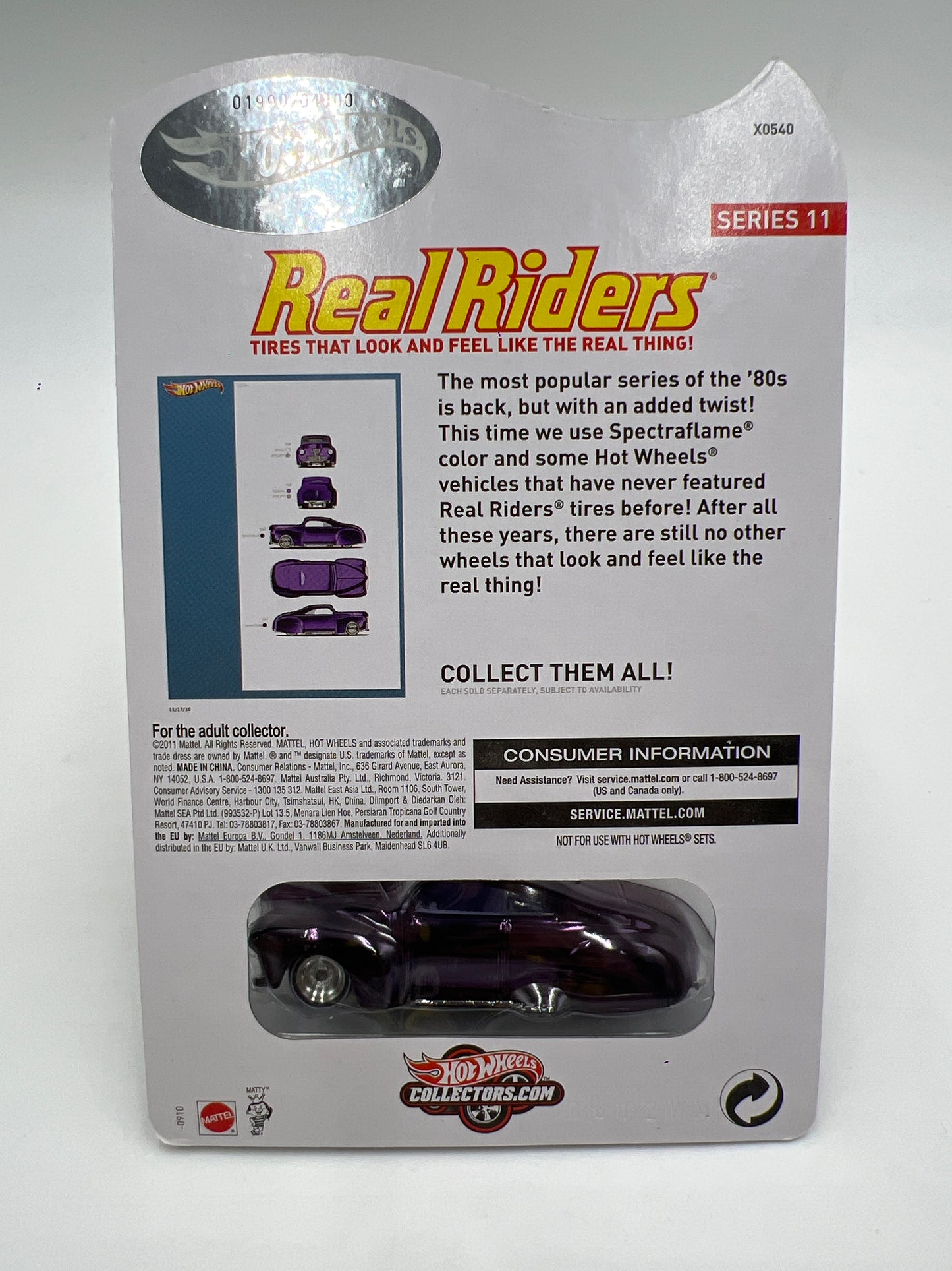 Hot Wheels RLC Real Riders Series 11 #2 1990/4000 Tail Dragger Purple W/Protector